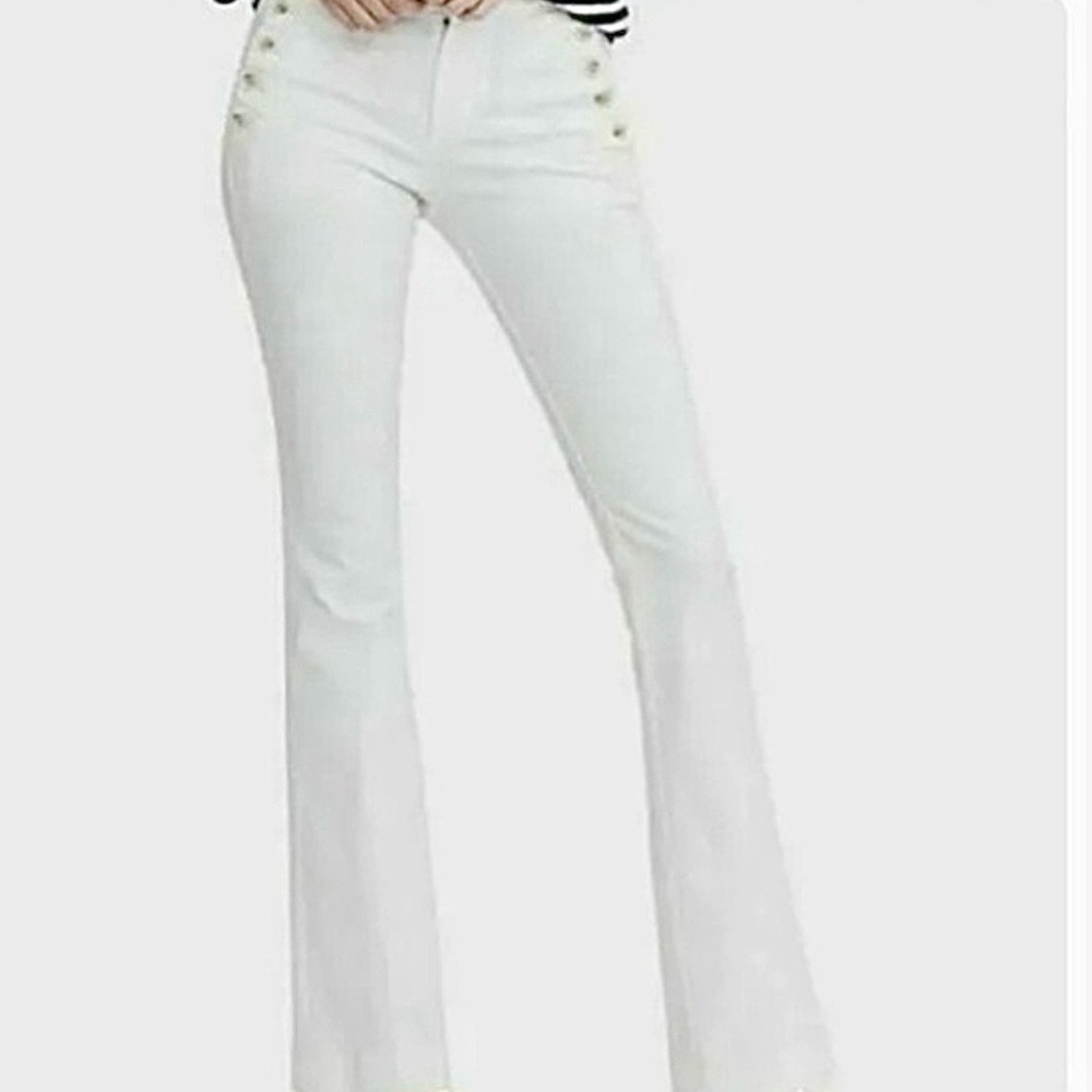 Banana republic High-Waisted White Sailor Straight Leg Pants